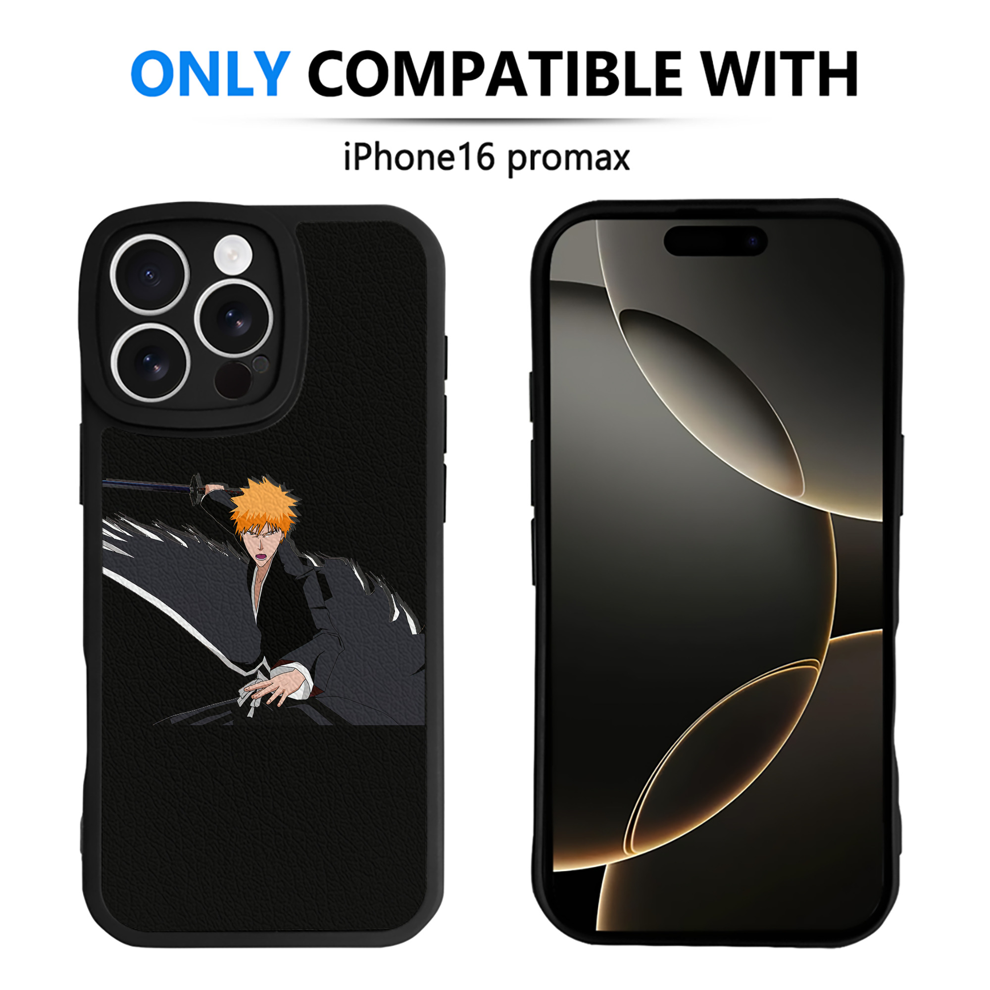ブリーチ 黒崎一護（くろさき いちご）BLEACH Kurosaki Ichigo 【iPhone 16シリーズ対応】シリコンスマホケース（レザー調） 材質：シリコン